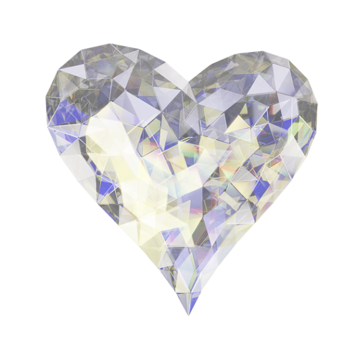 A heart shaped diamond with many facets